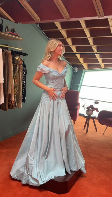 Mermaid Off The Shoulder Light Sky Blue Evening Dress Prom Dresses SD2387 HZ0628